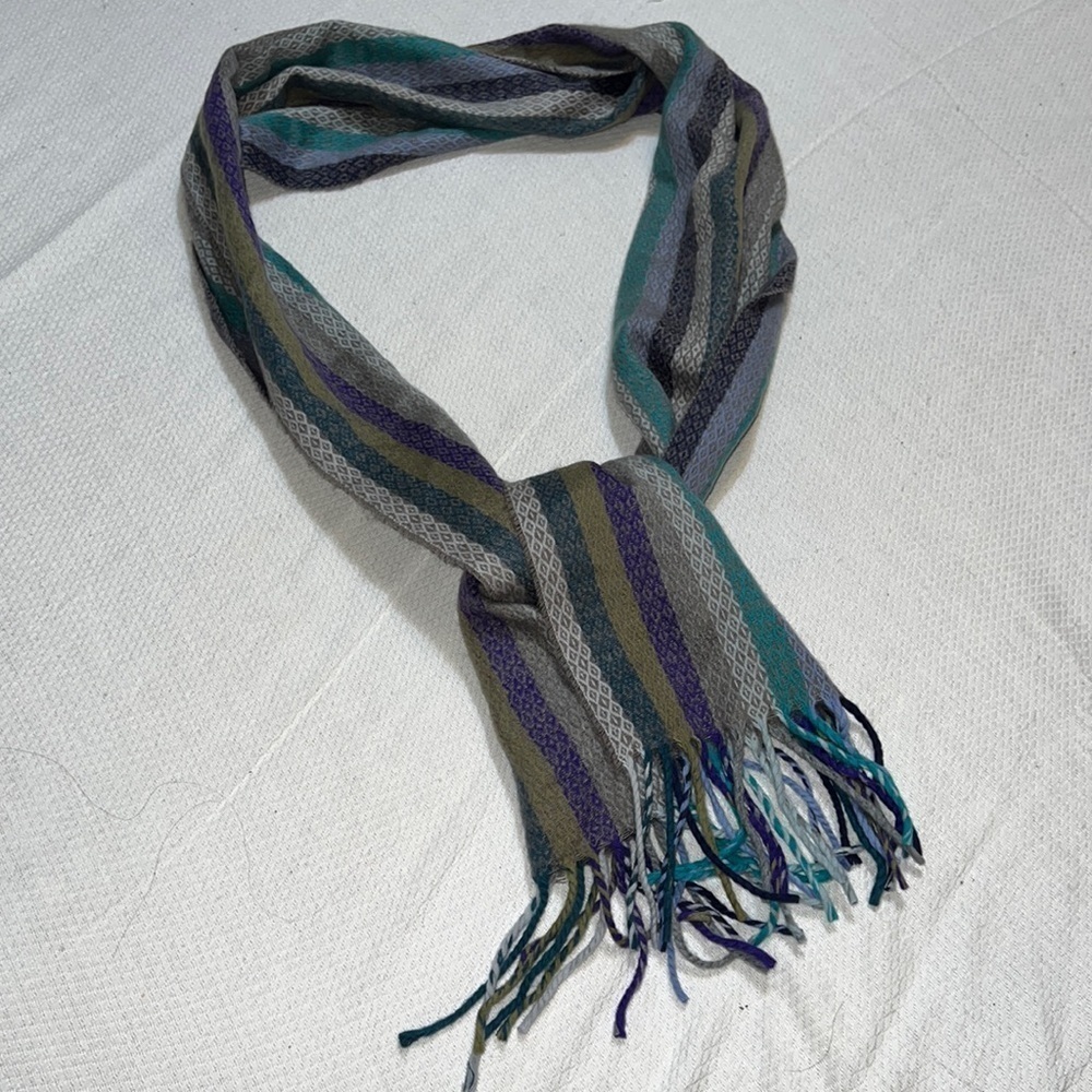 BNWT Cejon Italian Woven Acrylic Striped Geo Printed Scarf One Size